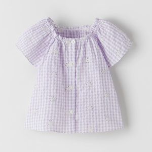 NWT Zara Baby Embroidered Gingham Shirt size 4-5T
